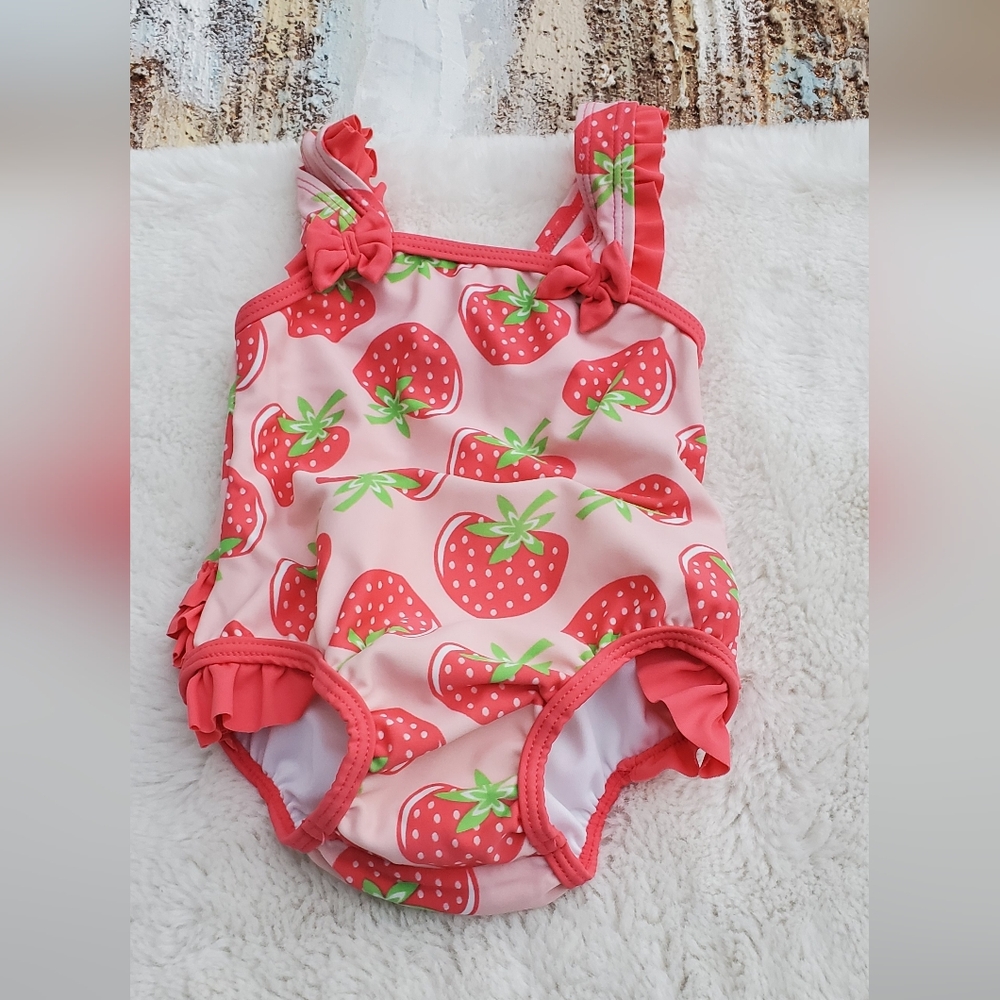 Strawberry Print Baby Swimsuit Size 9-12m
